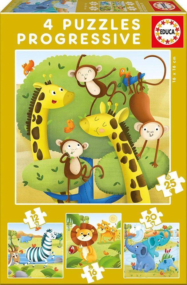 ΠΑΖΛ EDUCA ΖΩΑ 4 ΣΕ 1 WILD ANIMALS 12-16-20-25TMX (17147) EDUCA