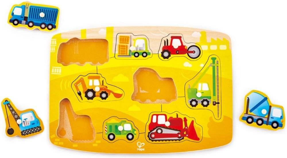 ΟΧΗΜΑΤΑ ΚΑΤΑΣΚΕΥΩΝ HAPE CONSTRUCTION PEG PUZZLE