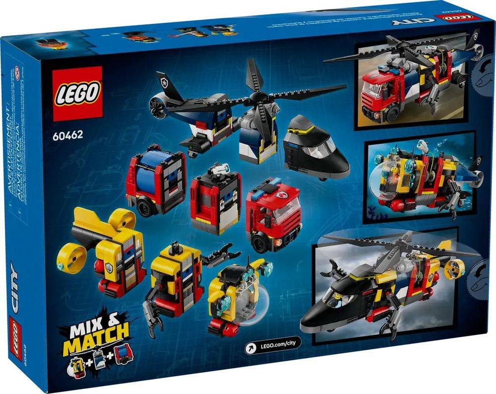 LEGO HELICOPTER, FIRE TRUCK - SUBMARINE REMIX (60462)