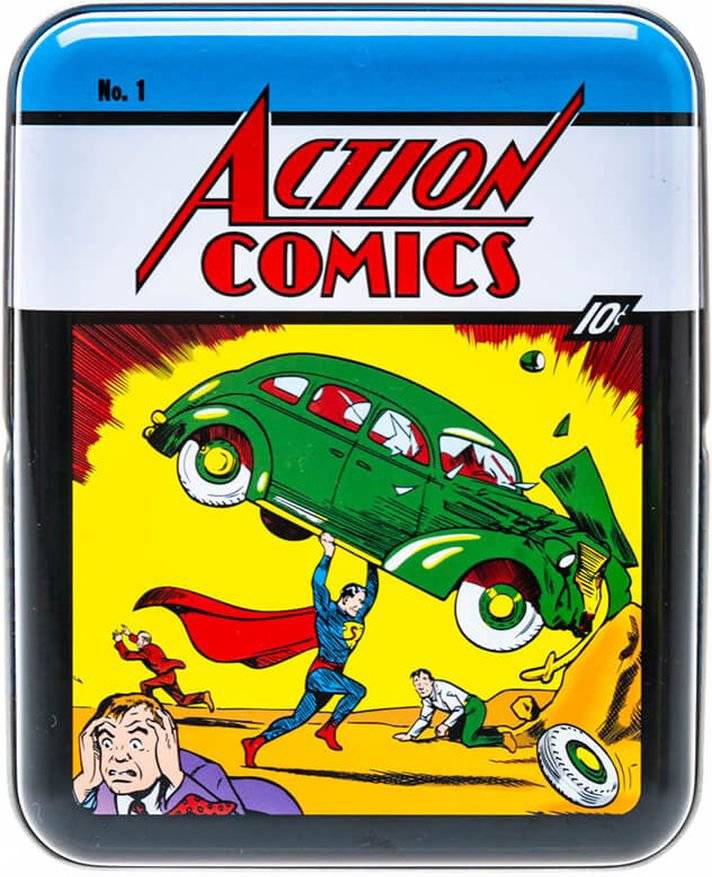 CARTAMUNDI ΤΡΑΠΟΥΛΑ CARTAMUNDI WARNER COMIC ACTION COMICS ΣΕ ΜΕΤΑΛΛΙΚΟ ΚΟΥΤΙ