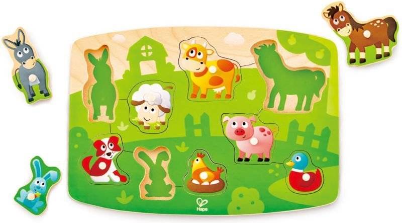 HAPE ΠΟΛΥΧΡΩΜΟ ΠΑΖΛ HAPE ΜΕ ΖΩΑΚΙΑ FARMYARD PEG PUZZLE 10ΤΜΧ