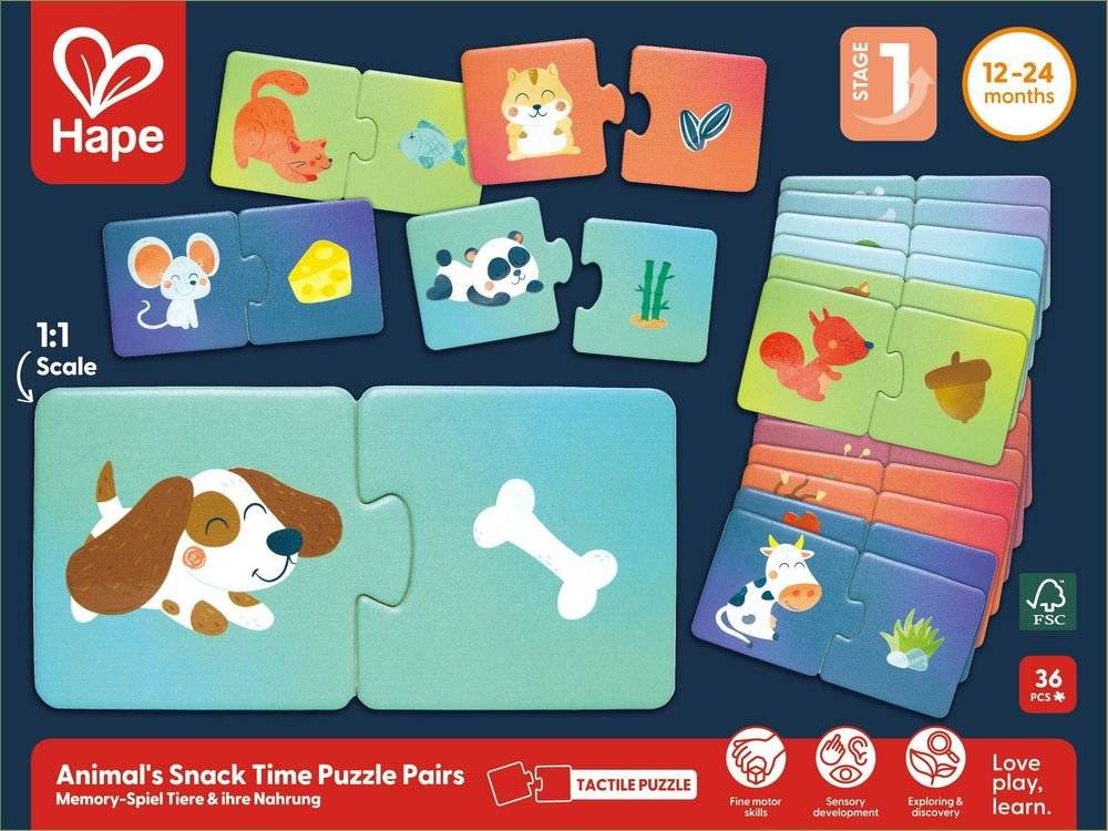 ΠΑΖΛ HAPE HAPPY PUZZLES ΖΩΑΚΙΑ SNACK TIME 36 ΤΜΧ HAPE