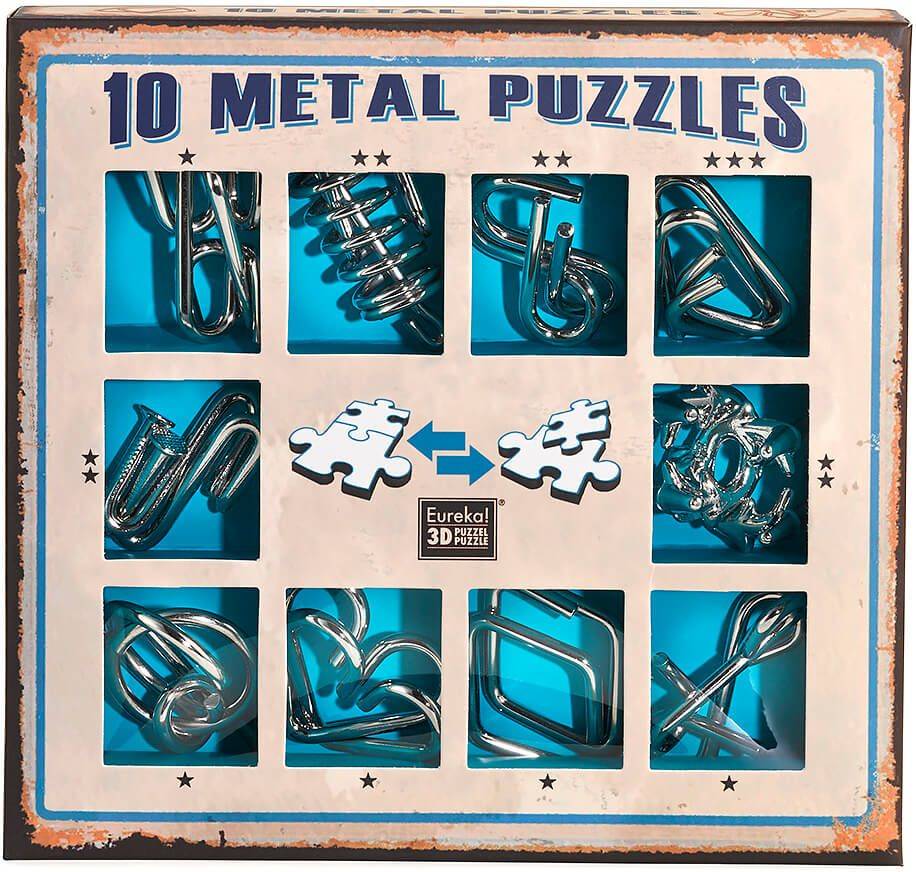 EUREKA SET OF 10 METAL PUZZLES BLUE EUREKA