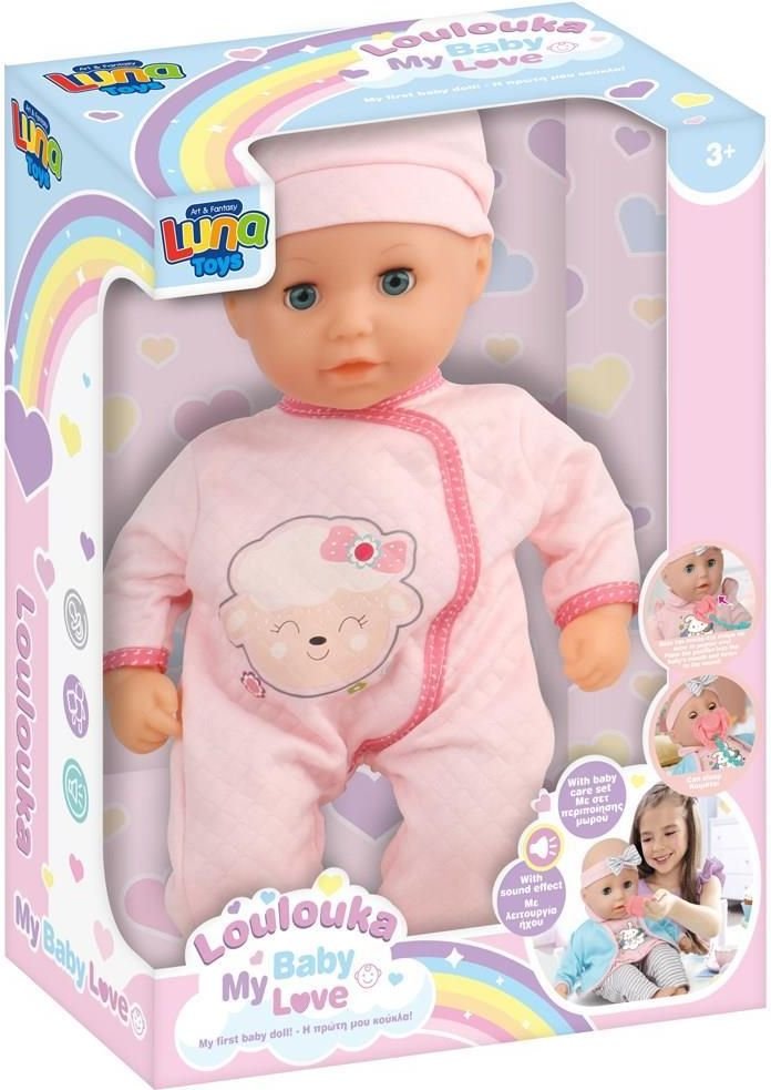 ΚΟΥΚΛΑ ΜΩΡΟ 35 CM LOULOUKA LUNA ΜΕ ΑΞΕΣΟΥΑΡ ΚΑΙ ΗΧΟ LUNA