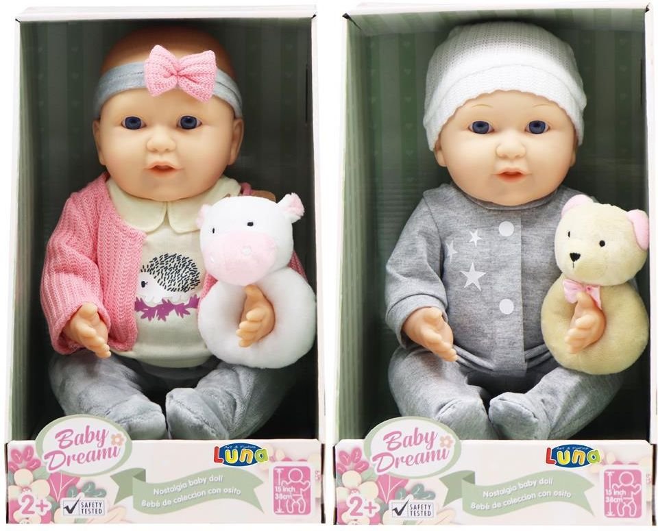 ΚΟΥΚΛΑ ΜΩΡΟ 38 CM LUNA ΜΕ ΚΟΥΔΟΥΝΙΣΤΡΑ ΣΕ 2 ΣΧΕΔΙΑ LUNA