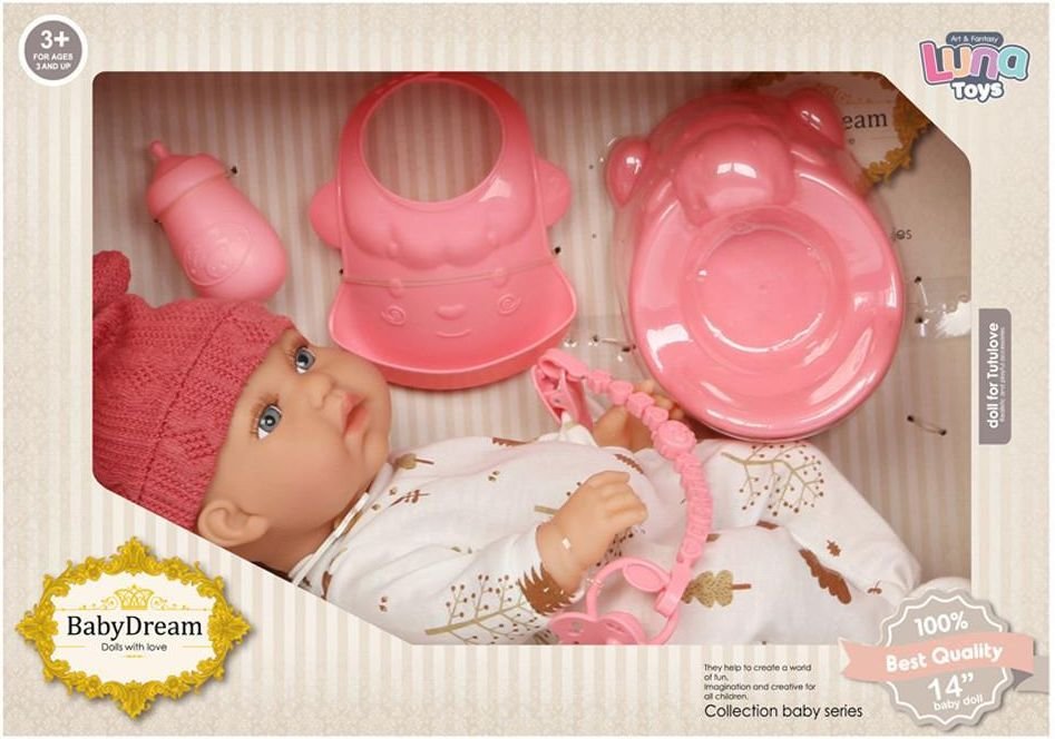 ΚΟΥΚΛΑ ΜΩΡΟ LUNA 35 CM ΜΕ ΑΞΕΣΟΥΑΡ LUNA