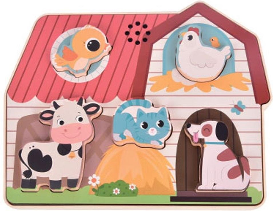 LUNA ΞΥΛΙΝΟ PUZZLE LUNA TOYS ΖΩΑ ΤΗΣ ΦΑΡΜΑΣ ΜΕ ΗΧΟ 5 ΤΜΧ