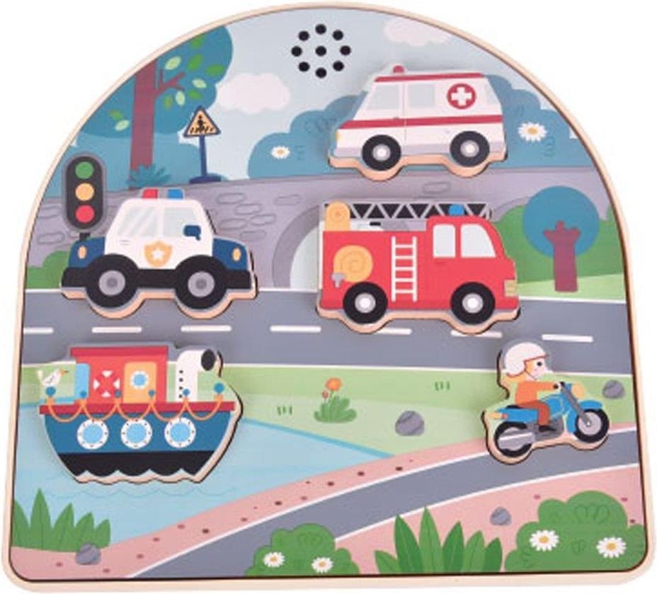 ΞΥΛΙΝΟ PUZZLE LUNA TOYS ΟΧΗΜΑΤΑ ΜΕ ΗΧΟ 5 ΤΜΧ