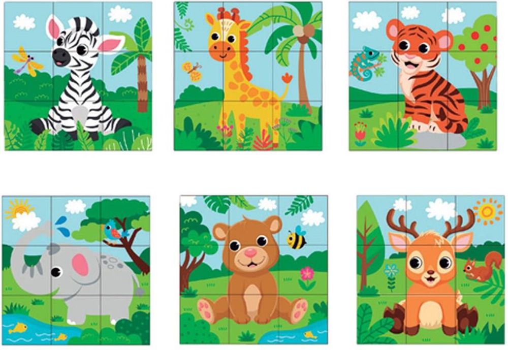 ΞΥΛΙΝΟ PUZZLE LUNA TOYS ΚΥΒΟΙ ΜΕ ΖΩΑΚΙΑ 6 ΣΕ 1 LUNA