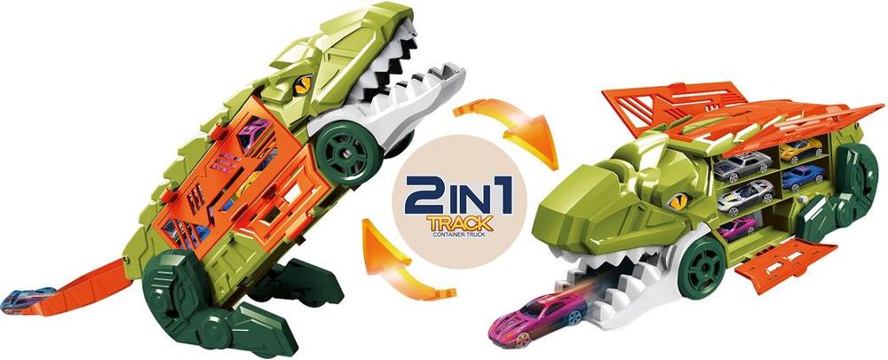 ΦΟΡΤΗΓΟ ΔΕΙΝΟΣΑΥΡΟΣ LUNA ΜΕ 2 ΜΕΤΑΛΛΙΚΑ ΑΥΤΟΚΙΝΗΤΑ ΠΡΑΣΙΝΟ LUNA