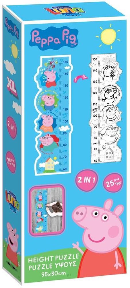 PUZZLE ΧΡΩΜΑΤΙΣΜΟΥ2 ΟΨΕΩΝ LUNA ΜΕΤΡΗΣΗΣ ΥΨΟΥΣ XL PEPPA PIG 25 ΤΜΧ LUNA