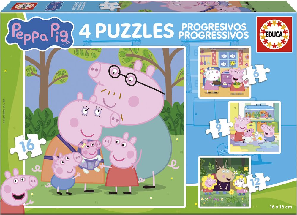 PUZZLE EDUCA PEPPA PIG 6-9-12-16 TMX (20325) EDUCA