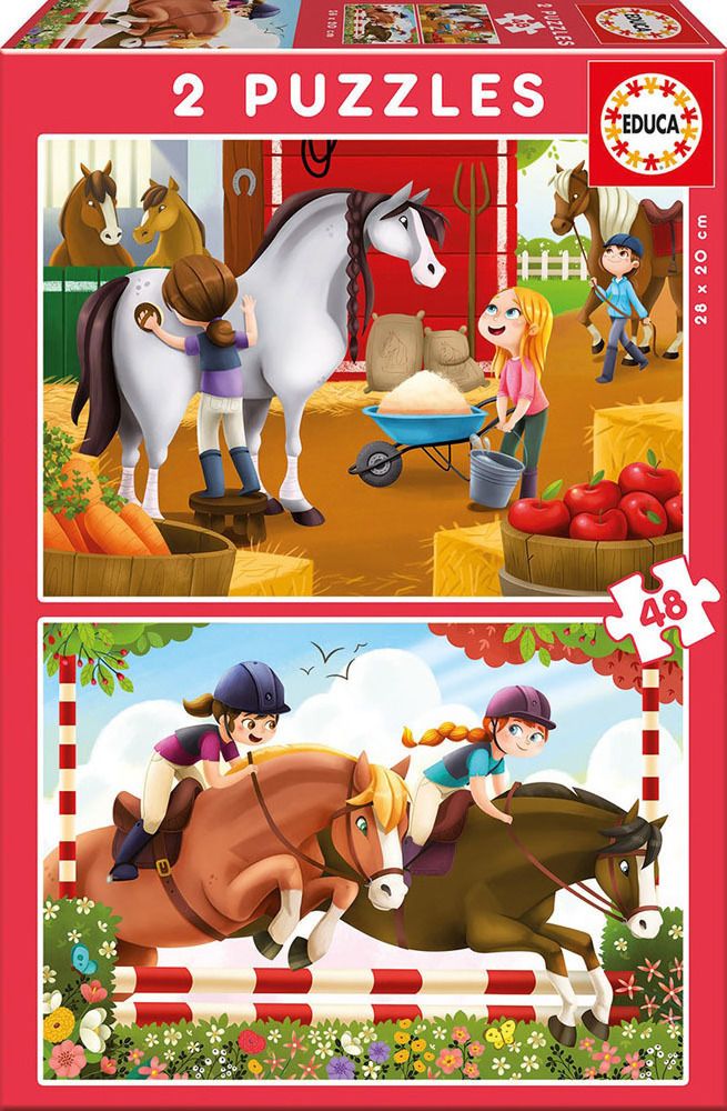 PUZZLE EDUCA HORSE GROOMING 2X48 96 ΤΜΧ (17150) EDUCA