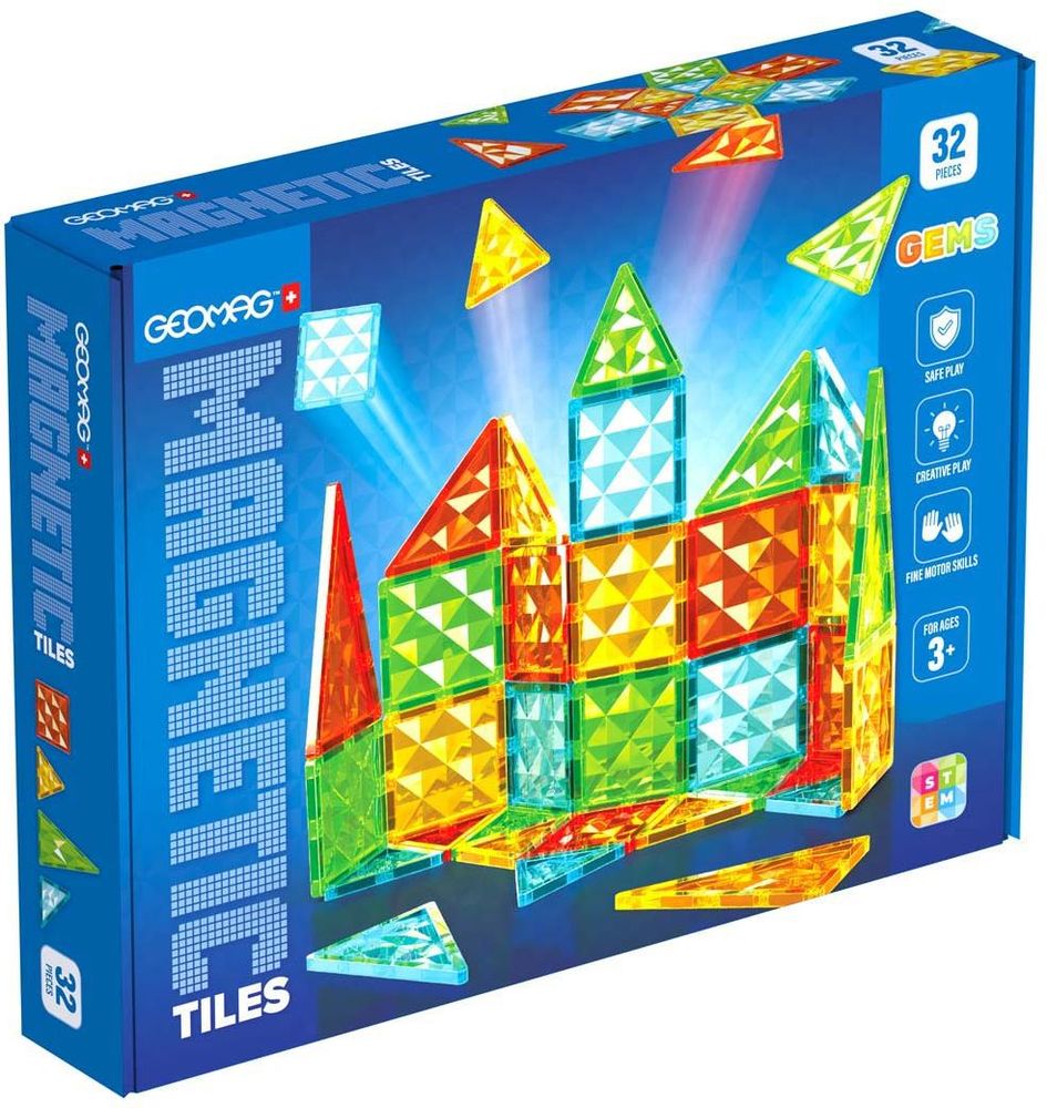 GEOMAG MAGNETIC TILES GEMS 32PCS GEOMAG
