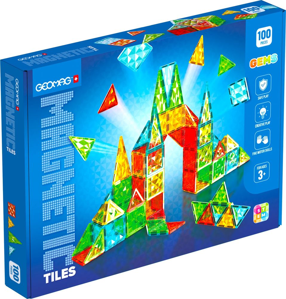 GEOMAG GEOMAG MAGNETIC TILES GEMS 100PCS