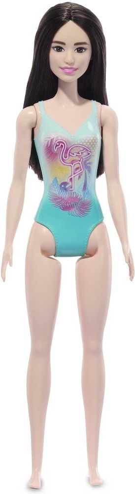 BARBIE: BEACH BLACK HAIR DOLL WEARING TROPICAL BLUE SWIMSUIT MATTEL