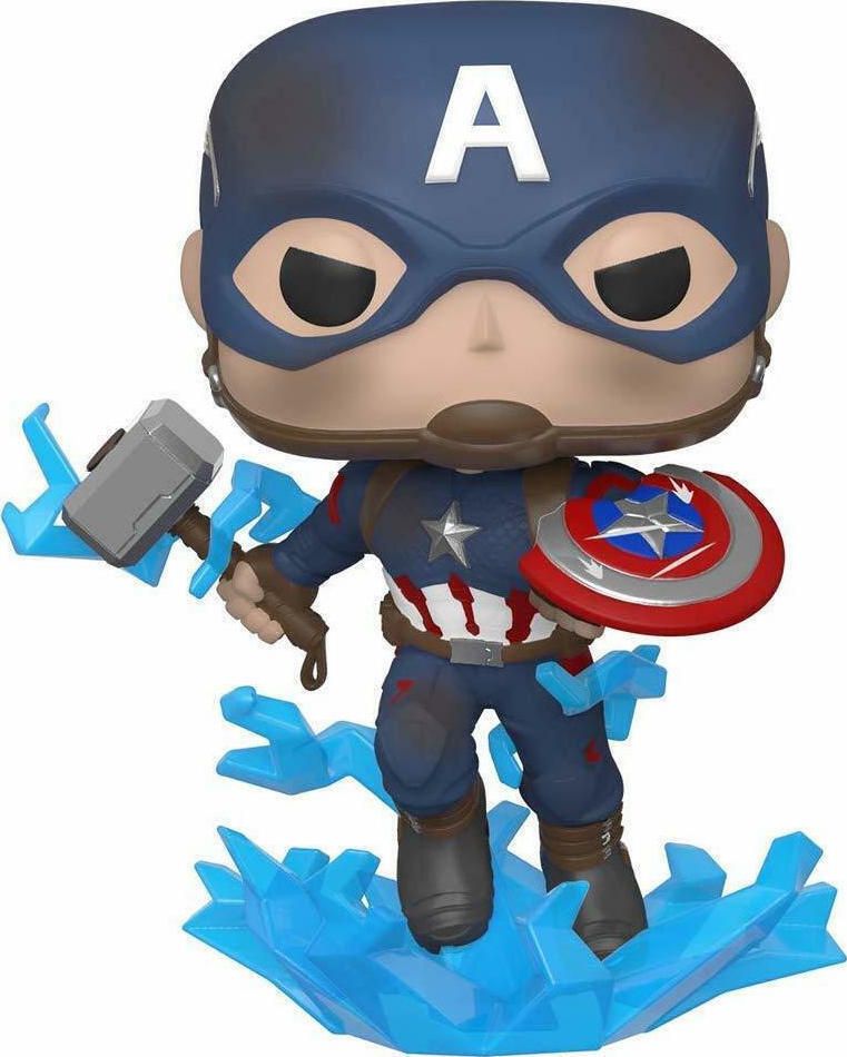 MARVEL FUNKO POP AVENGERS ENDGAME CAPTAIN AMERICA WITH BROKEN SHIELD MJOLNIR