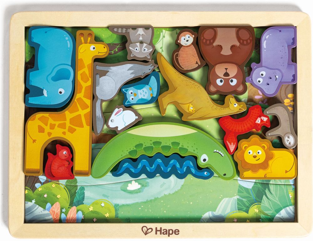 HAPE HAPPY PUZZLES HAPE ΞΥΛΙΝΟ ΠΑΖΛ ΖΩΑΚΙΑ ANIMAL KINGDOM PUZZLE