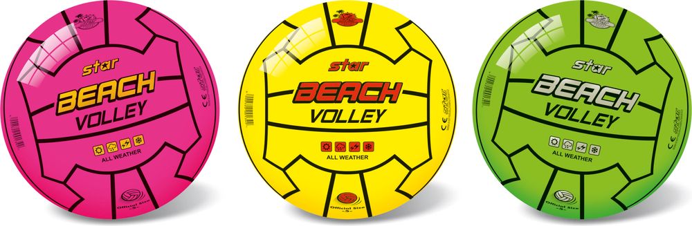 STAR TOYS ΜΠΑΛΑ VOLLEY BEACH FLUO ΜΟΝΟΧΡΩΜΗ 21CM (3 ΧΡΩΜΑΤΑ)