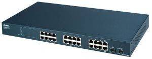 ZYXEL GS-1124 24-PORT UNMANAGED GIGABIT ETHERNET SWITCH WITH 2 SHARED MINI-GBIC SLOTS