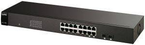 ZYXEL GS-1116 16-PORT UNMANAGED GIGABIT ETHERNET SWITCH WITH 2 SHARED MINI-GBIC SLOTS