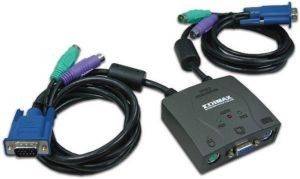 EDIMAX EK-PA2C 2 PORTS PS/2 MINI KVM WITH CABLES AND AUDIO SUPPORT