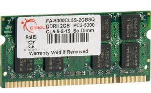 G.SKILL FA-5300CL5S-2GBSQ 2GB SO-DIMM DDR2 PC2-5300 667MHZ