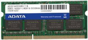 ADATA AD3S1600C8G11-B 8GB (2X4GB) SO-DIMM DDR3 1600MHZ DUAL CHANNEL KIT