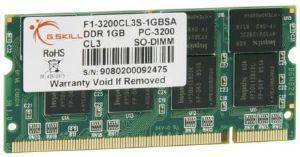 G.SKILL F1-3200CL3S-1GBSA 1GB SO-DIMM DDR PC-3200 400MHZ