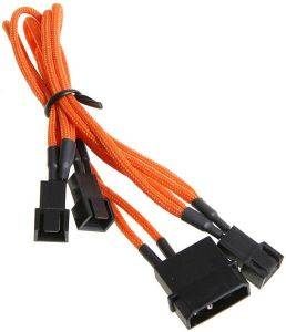 BITFENIX MOLEX TO 3X 3-PIN 5V ADAPTER 20CM - SLEEVED ORANGE/BLACK