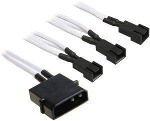 BITFENIX MOLEX TO 3X 3-PIN ADAPTER 20CM - SLEEVED WHITE/BLACK