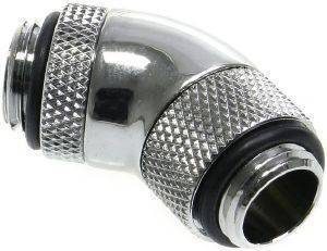 BITSPOWER ADAPTER 45 DEGREE 2X 1/4 INCH ROTATING SHINY SILVER
