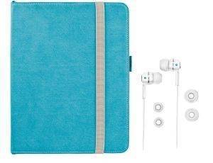 TRUST 19110 PREMIUM FOLIO STAND & IN-EAR HEADPHONE FOR IPAD AQUA