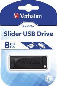 VERBATIM 98695 SLIDER 8GB USB2.0 DRIVE BLACK