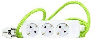 REV 3-WAY POWER STRIP WHITE/GREEN