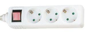 INLINE POWER STRIP 3 PORT 3X TYPE F GERMAN WITH SWITCH AND CHILD SAFETY WHITE 1.5M  