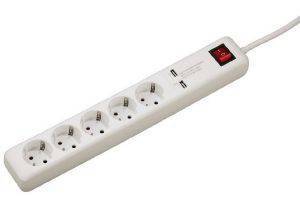 HAMA 137201 USB 3A 5-WAY   POWER STRIP WHITE