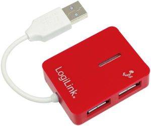LOGILINK UA0140 SMILE USB 2.0 4-PORT HUB RED