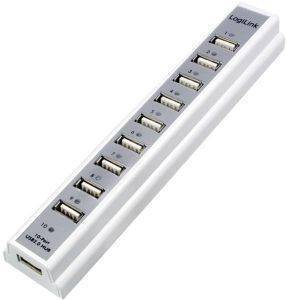 LOGILINK UA0095 USB2.0 10-PORT HUB WITH POWER SUPPLY WHITE