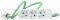 REV 3-WAY POWER STRIP WHITE/TURQUOISE