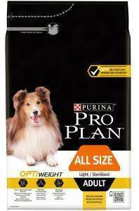  PURINA PRO PLAN DOG ALL SIZES ADULT LIGHT OR STERILISED WITH OPTIWEIGHT  3KG