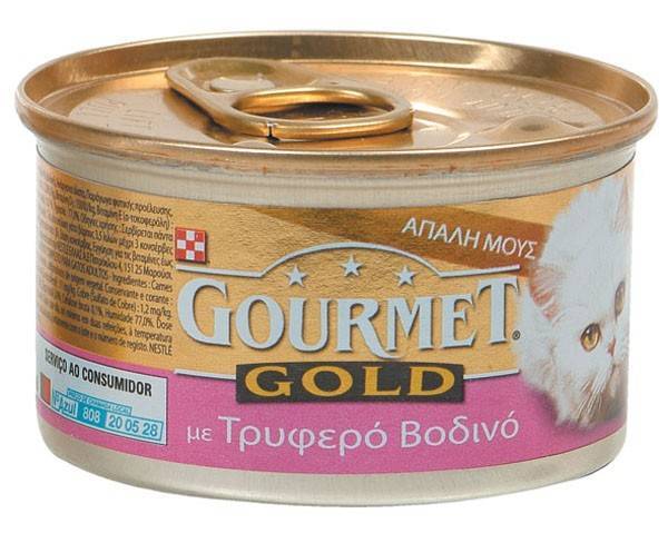 ΚΟΝΣΕΡΒΑ ΓΑΤΑΣ GOURMET GOLD ΜΟΥΣ ADULT ΜΕ ΒΟΔΙΝΟ 85 GR GOURMET