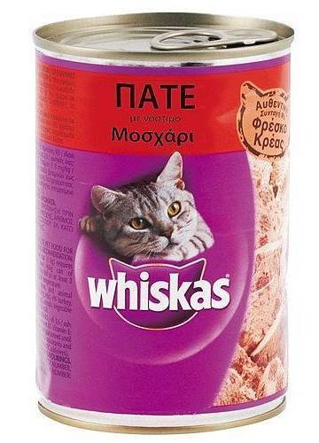 ΚΟΝΣΕΡΒΑ WHISKAS ΜΟΣΧΑΡΙ ΠΑΤΕ 400GR WHISKAS