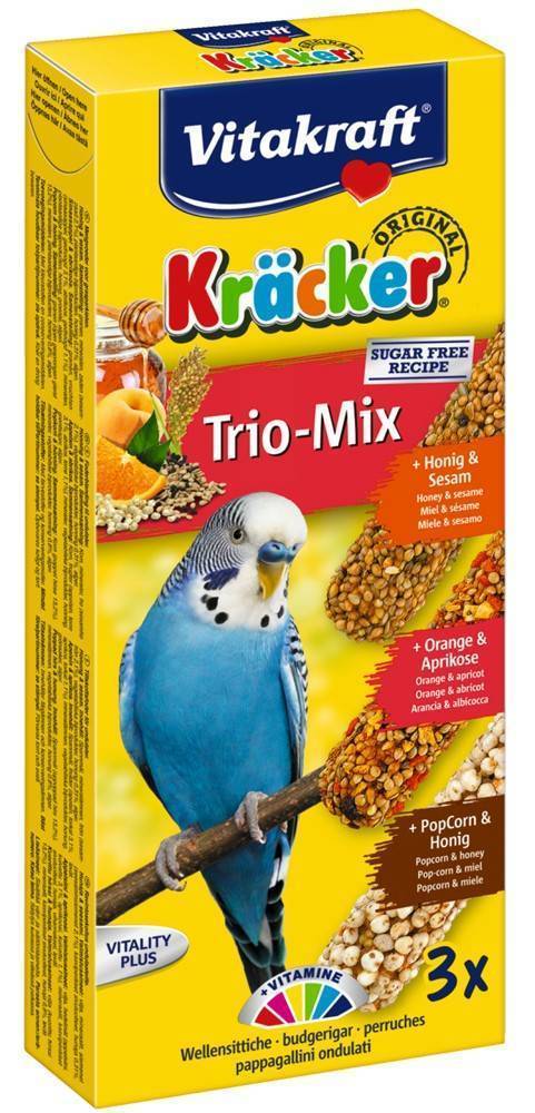 KRACKER VITAKRAFT TRIO MIX ΜΕ ΜΕΛΙ/ΠΟΡΤΟΚΑΛΙ/POP CORN ΓΙΑ ΠΑΠΑΓΑΛΑΚΙΑ (3ΤΜΧ) VITAKRAFT