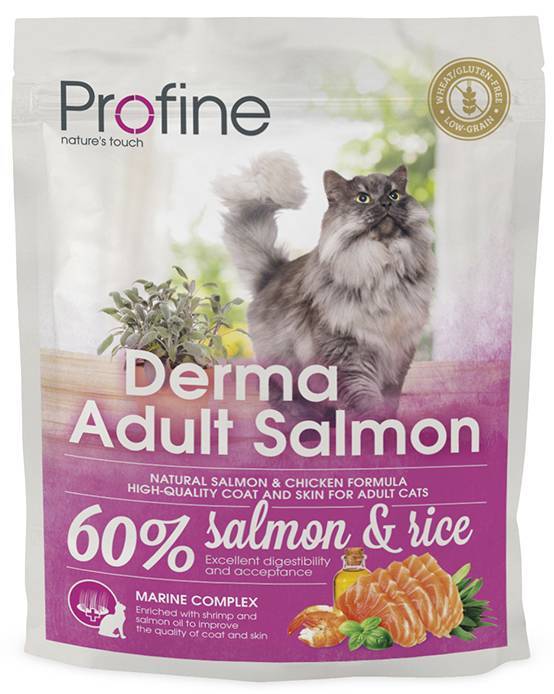 PROFINE ΤΡΟΦΗ PROFINE CAT DERMA ΜΕ ΣΟΛΩΜΟ - ΡΥΖΙ 300GR