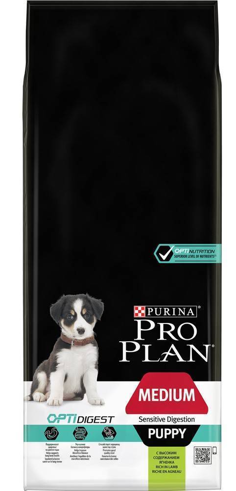 ΤΡΟΦΗ PURINA PRO PLAN DOG MEDIUM PUPPY SENSITIVE DIGESTION WITH OPTIDIGEST ΑΡΝΙ 12KG