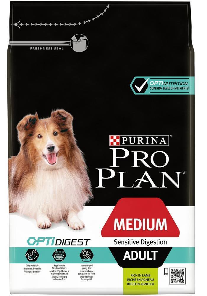 PROPLAN ΤΡΟΦΗ PURINA PRO PLAN DOG MEDIUM ADULT SENSITIVE DIGESTION WITH OPTIDIGEST ΑΡΝΙ 3KG