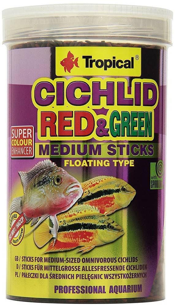 ΤΡΟΦΗ ΨΑΡΙΩΝ TROPICAL CICHLID RED - GREEN MEDIUM STICKS 90GR