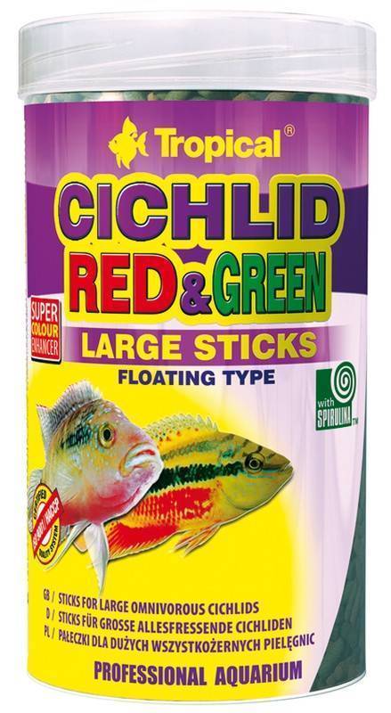 ΤΡΟΦΗ ΨΑΡΙΩΝ TROPICAL CICHLID RED - GREEN LARGE STICKS 300GR TROPICAL
