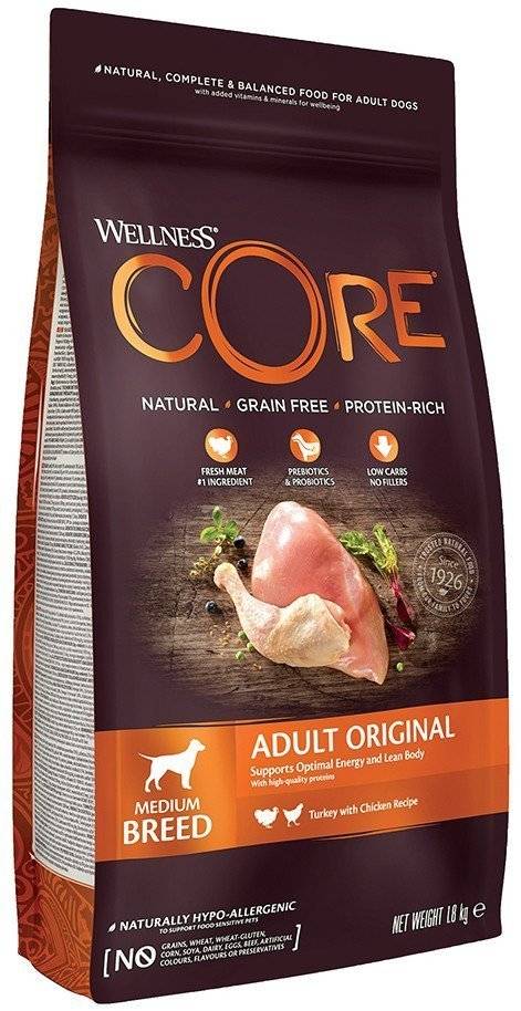 ΤΡΟΦΗ ΣΚΥΛΟΥ WELLNESS CORE ADULT ORIGINAL ΓΑΛΟΠΟΥΛΑ - ΚΟΤΟΠΟΥΛΟ 1.8KG CORE